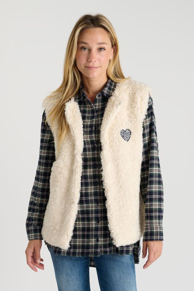 Okagi cream sleeveless jacket