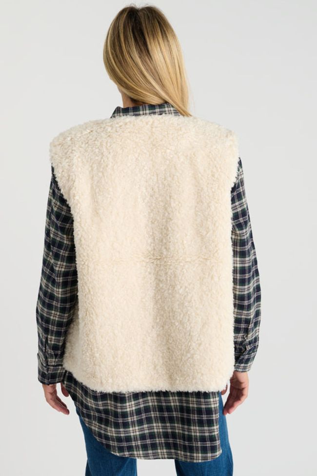 Okagi cream sleeveless jacket