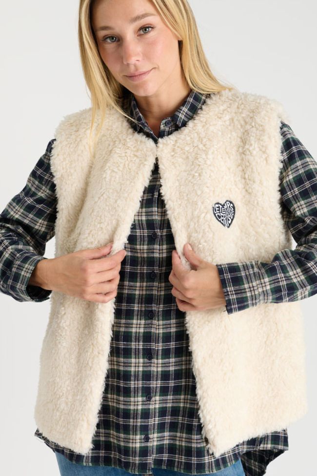 Okagi cream sleeveless jacket