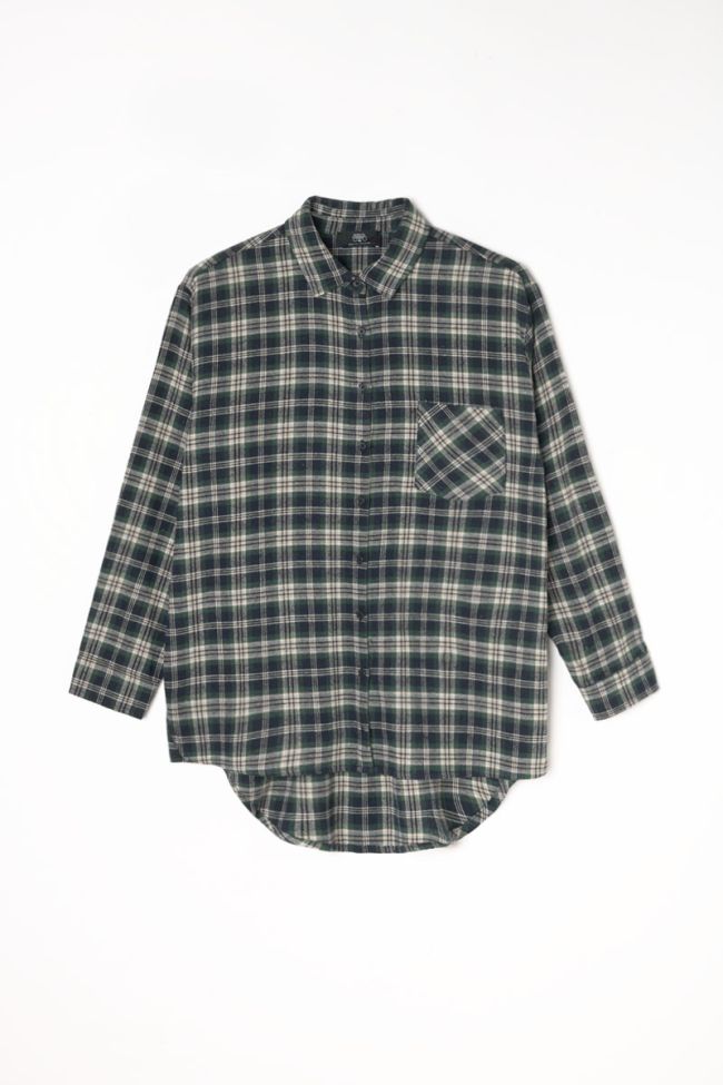 Shangi oversized green velvet plaid shirt