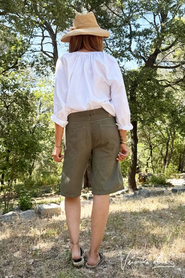 Anaïs khaki denim Bermuda shorts by Véronika Loubry