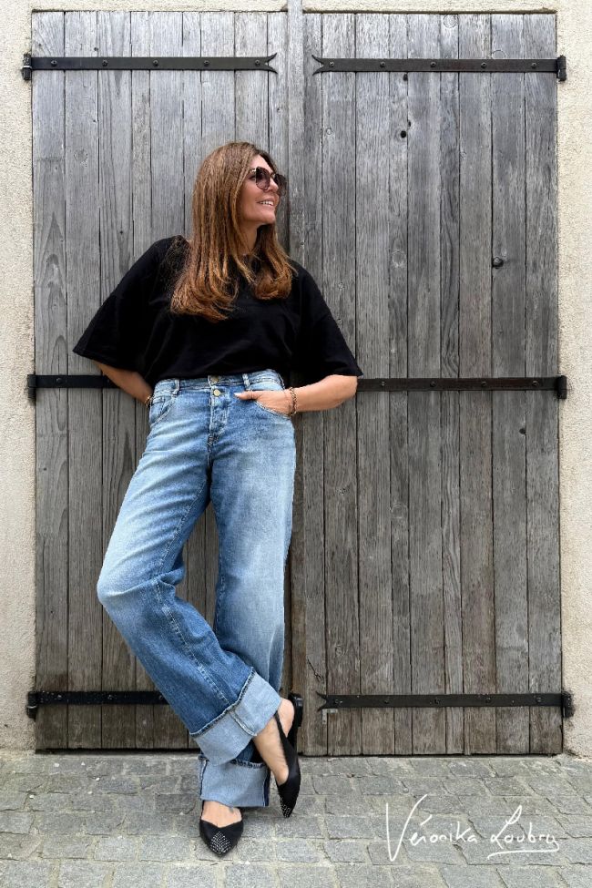 Jeans 400/28 wide leg Anastasia by Véronika Loubry taille haute bleu N°4