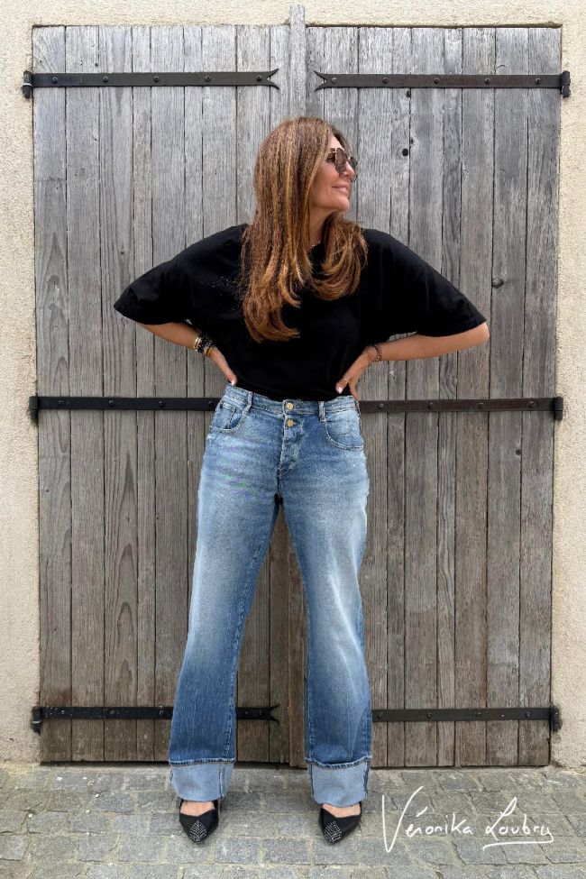 Jeans 400/28 wide leg Anastasia by Véronika Loubry taille haute bleu N°4