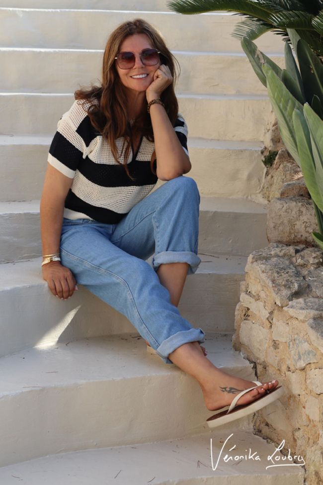 James 400/60 girlfriend by Véronika Loubry jeans taille haute en tencel bleu