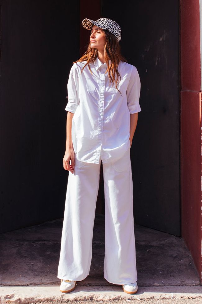 Jeans tencel wide leg Victoria high waist white