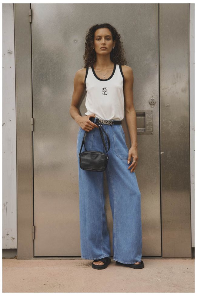 Jeans tencel wide leg Victoria high waist blue