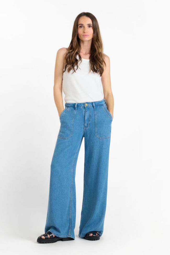 Jeans tencel wide leg Victoria high waist blue