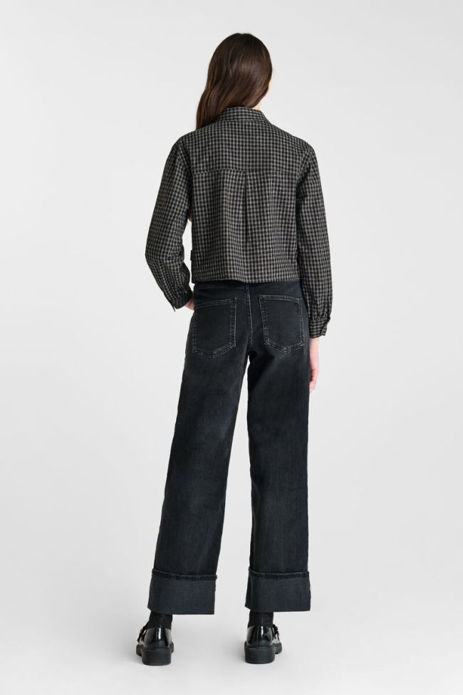 Jeans regular large Revers taille haute noir N°1