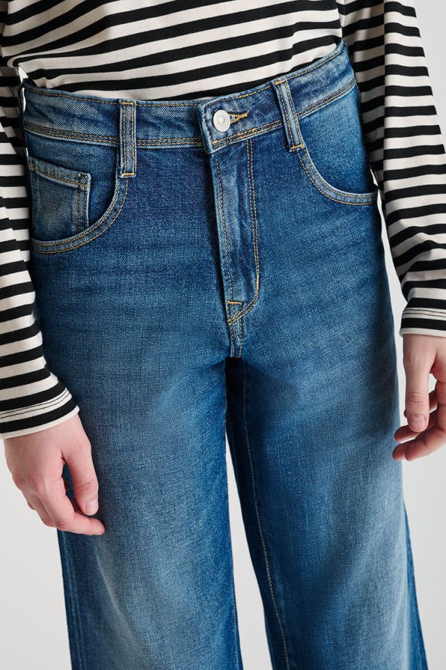 Jeans regular large Revers taille haute bleu N°4