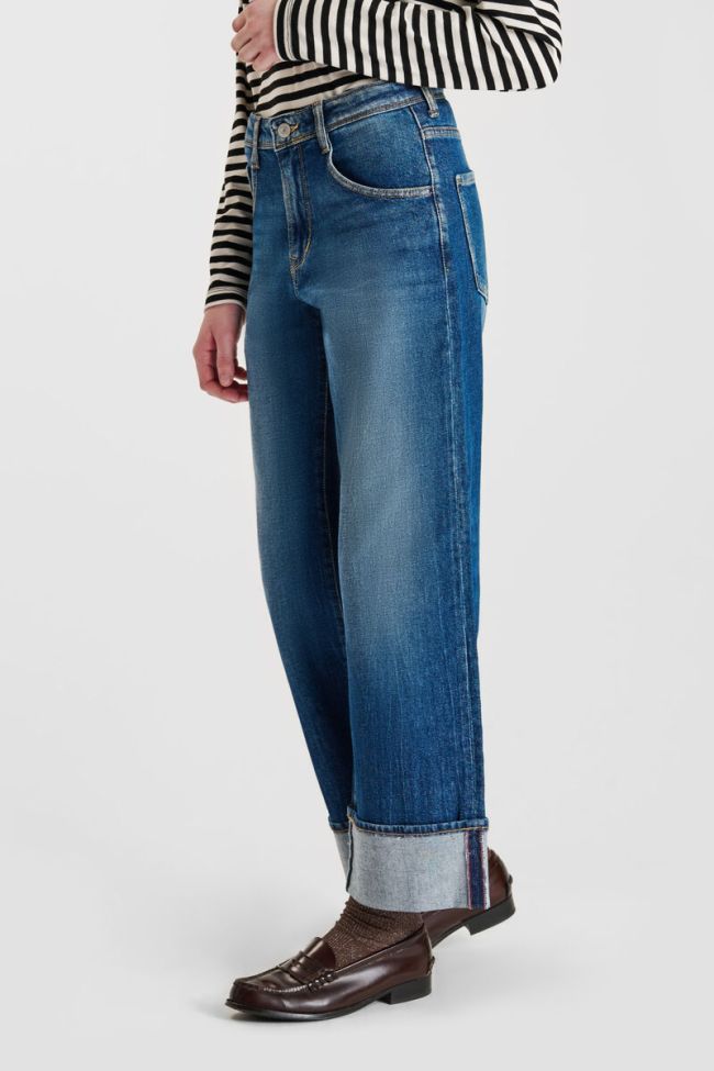 Jeans regular large Revers taille haute bleu N°4