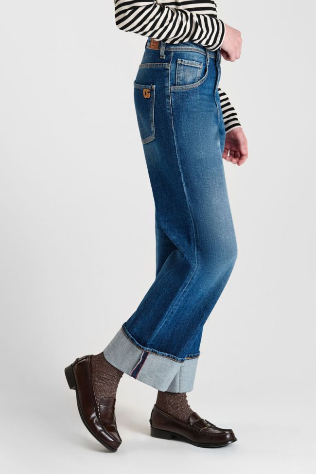 Jeans regular large Revers taille haute bleu N°4