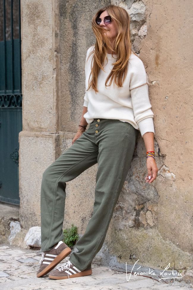 James 400/60 girlfriend by Véronika Loubry high-waisted jeans khaki tencel