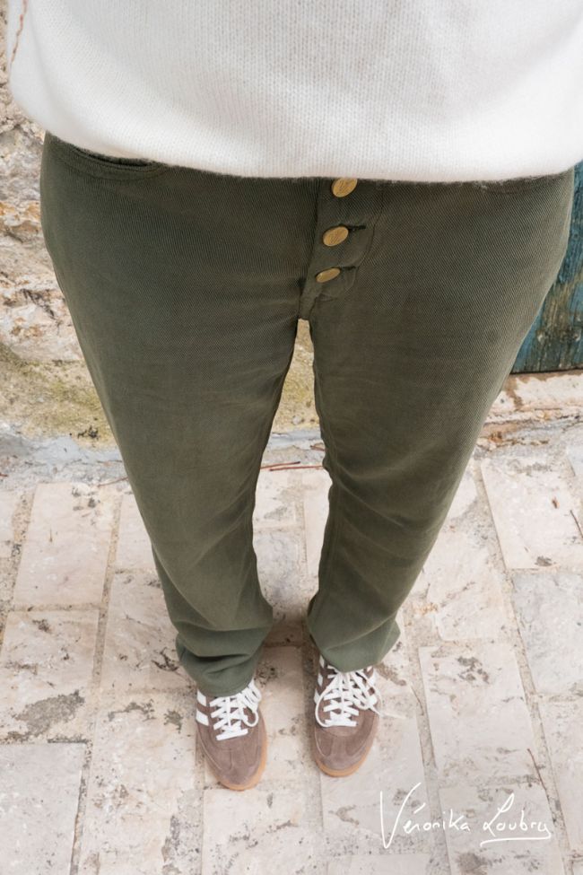 James 400/60 girlfriend by Véronika Loubry high-waisted jeans khaki tencel