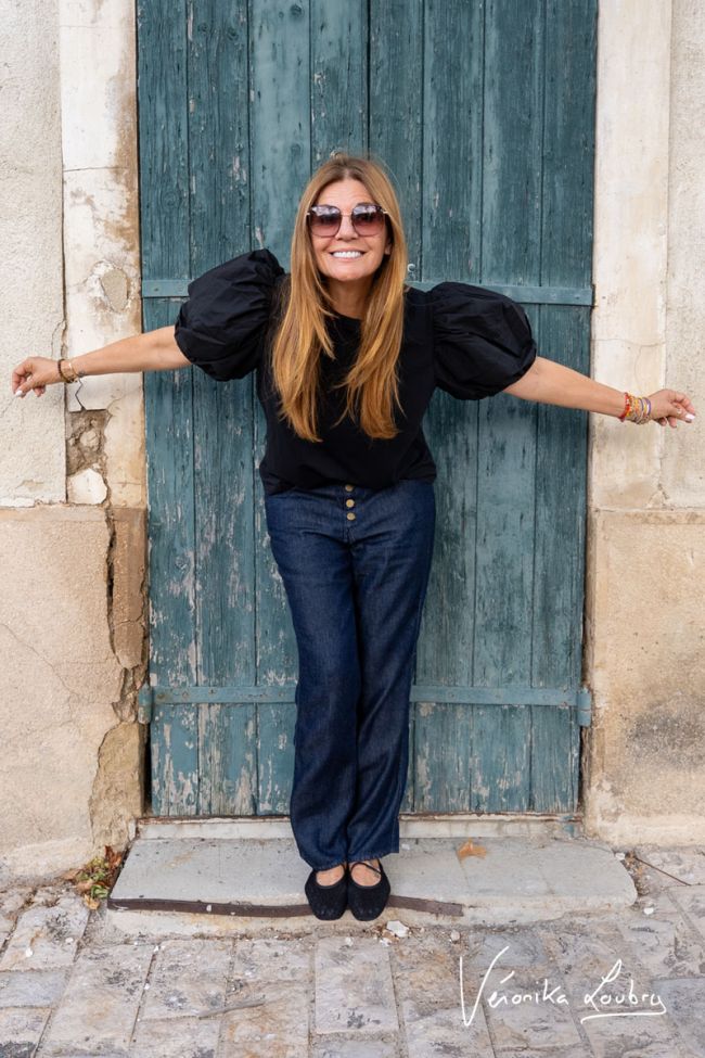 James 400/60 girlfriend by Véronika Loubry high-waisted jeans in dark blue tencel