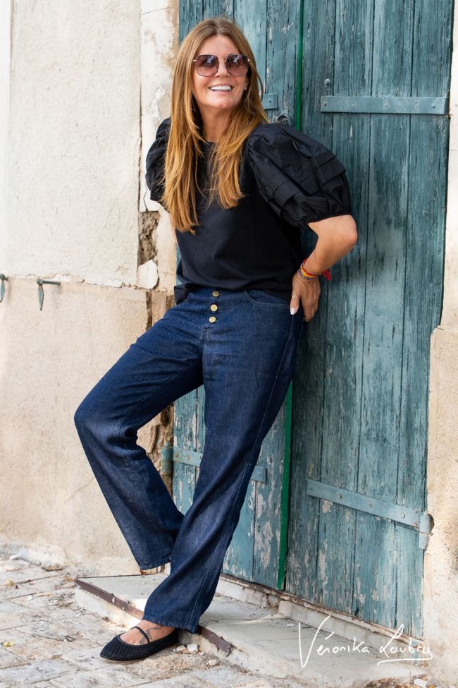 James 400/60 girlfriend by Véronika Loubry high-waisted jeans in dark blue tencel