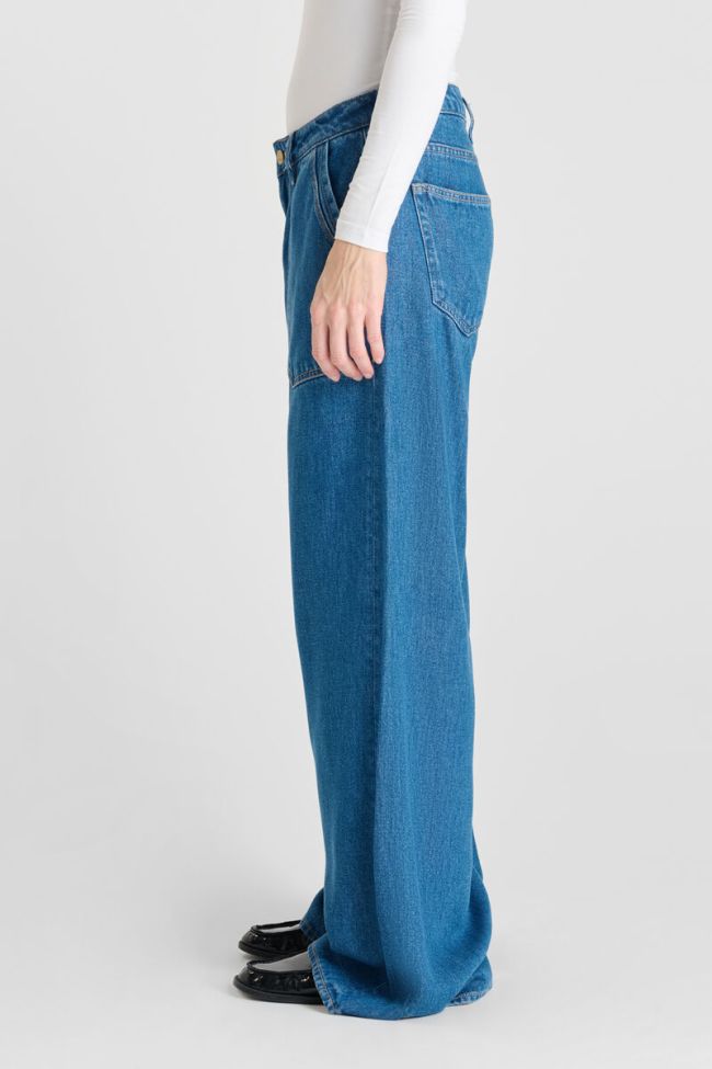 Jeans wide leg Victoria high waist tencel dark blue
