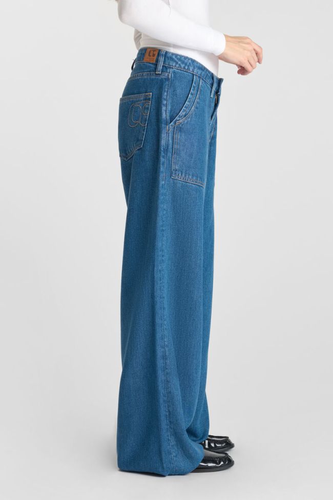Jeans wide leg Victoria high waist tencel dark blue
