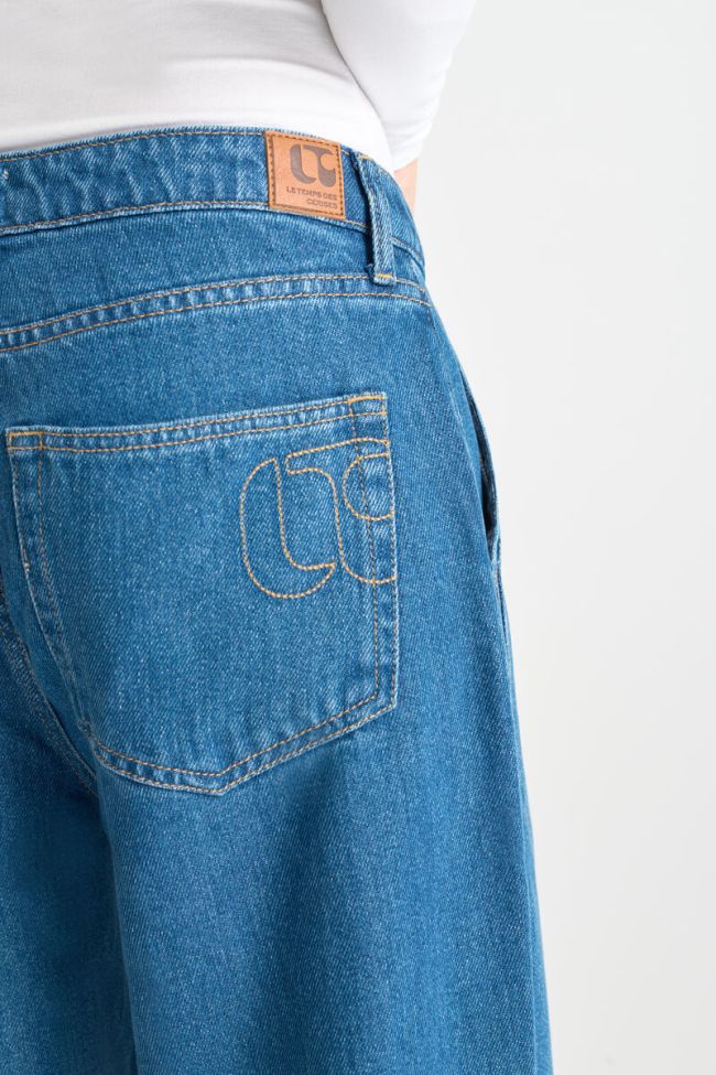 Jeans wide leg Victoria high waist tencel dark blue