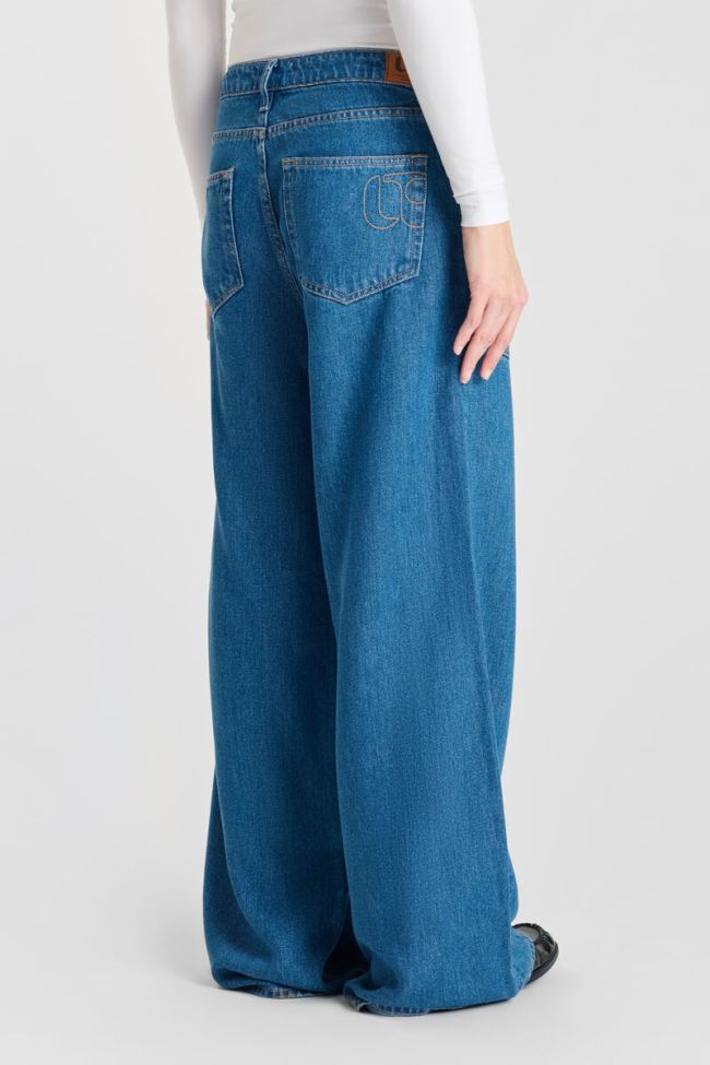 Jeans wide leg Victoria high waist tencel dark blue