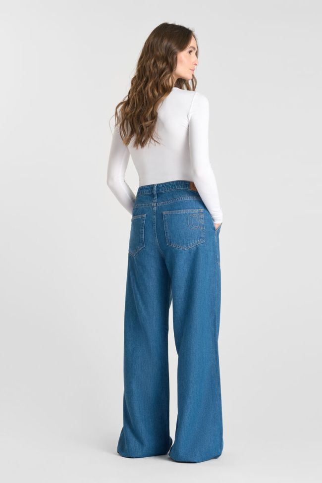 Jeans wide leg Victoria high waist tencel dark blue