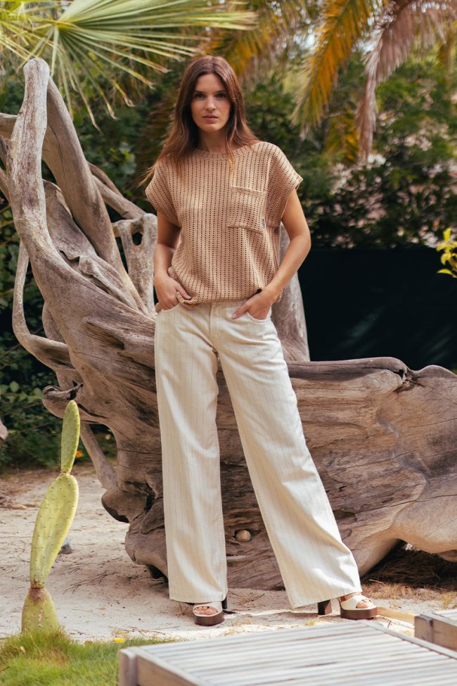 Jeans wide leg Lauryn Jab beige striped