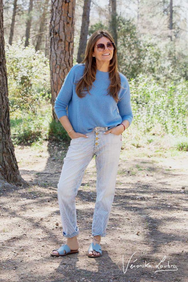 James 400/60 girlfriend by Véronika Loubry jeans high waist stripped blue