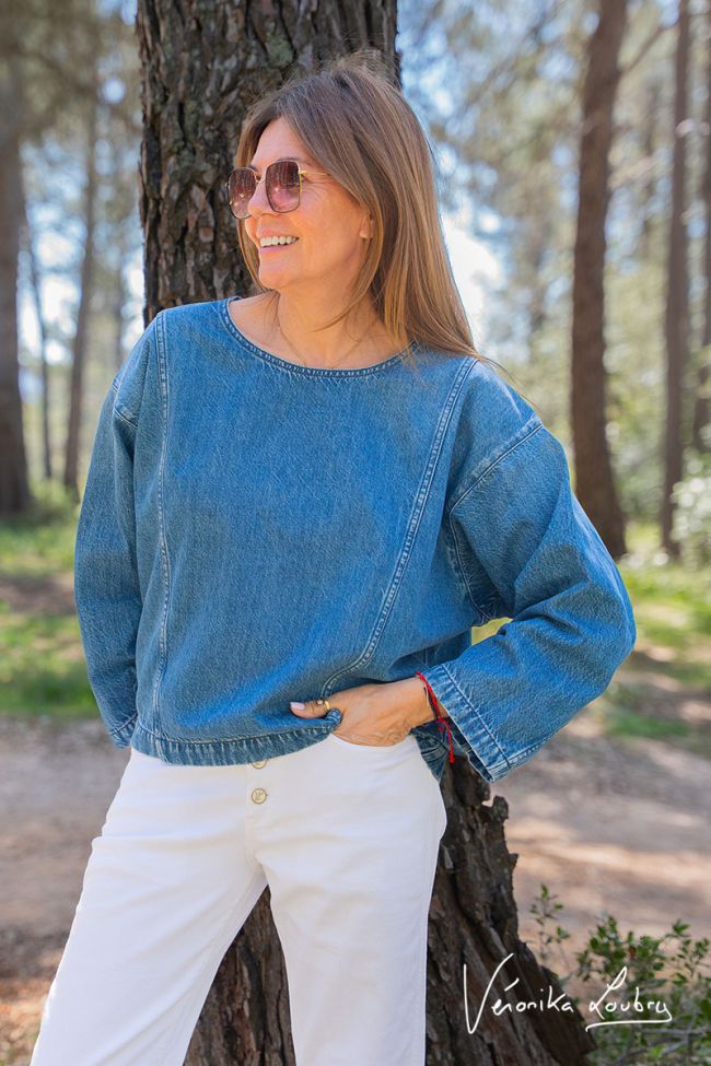 Flore denim top by Véronika Loubry