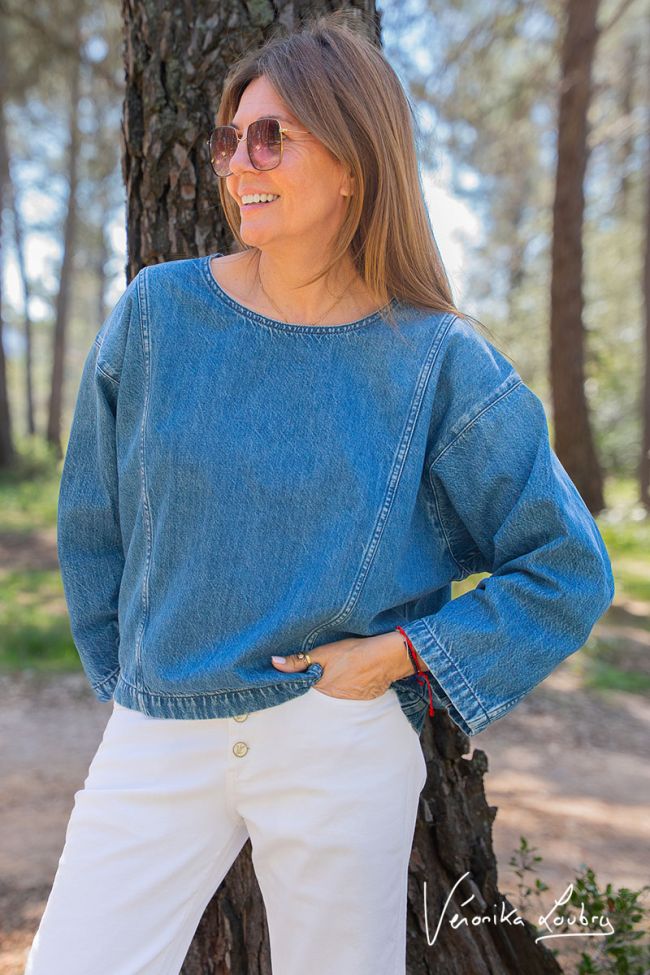 Flore denim top by Véronika Loubry