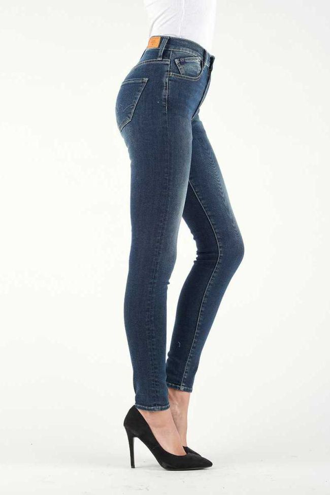 Jeans Power Skinny Taille Haute Bleu