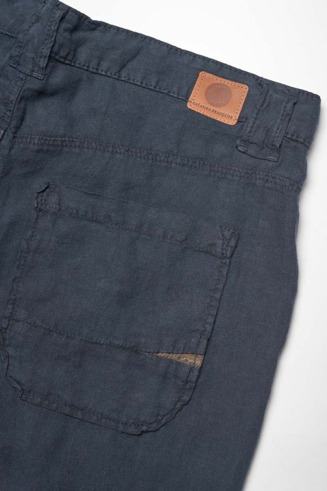 Navy blue linen Nesrone trousers