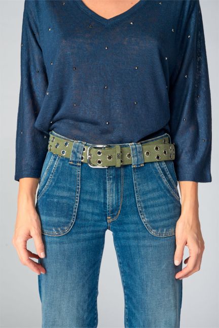 Ceinture Minog en daim kaki