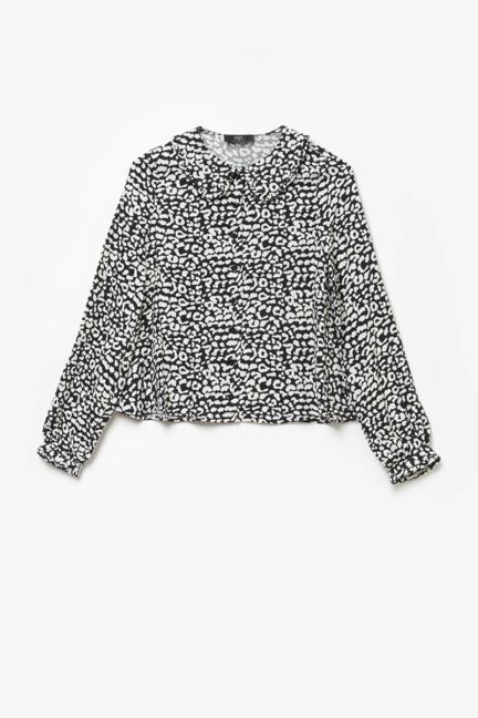 Blouse Chamagi à motif léopard noir