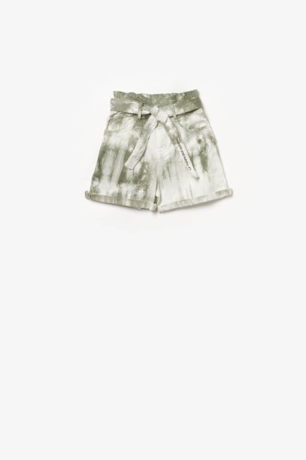 Khaki tie-dye Thyla high-waisted shorts