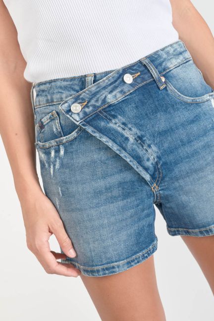 Blue denim Mosta shorts with asymmetric fastening
