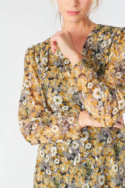 Ochre floral Latin blouse