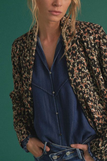 Khaki leopard print Myrtle blazer