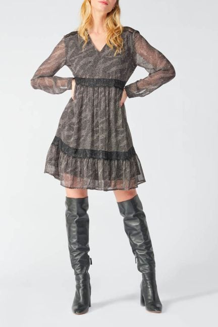 Black Rena dress with animal print