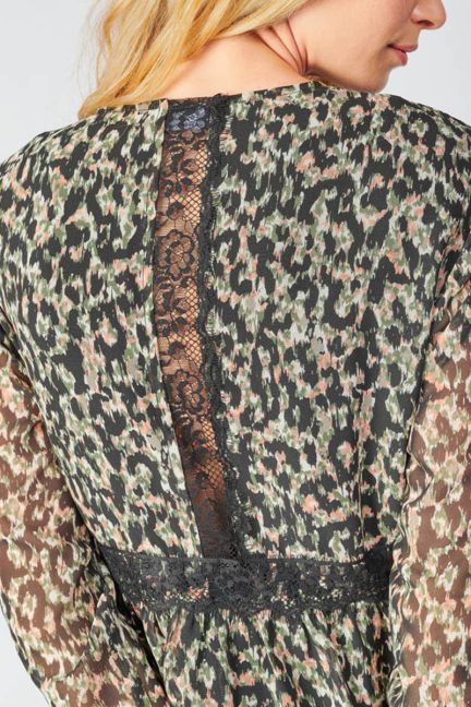 Khaki and black leopard print Reve dress