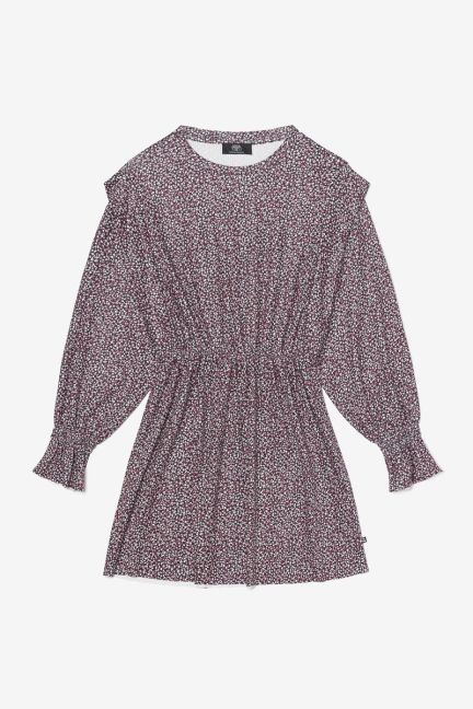 Robe Algagi noire à motif fleuri rose