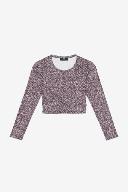 Black Uppergi cardigan with pink floral pattern