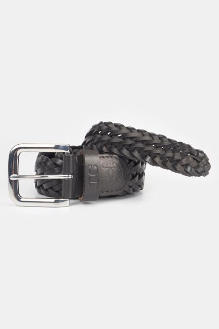 Ceinture Brazol en cuir noir tressé