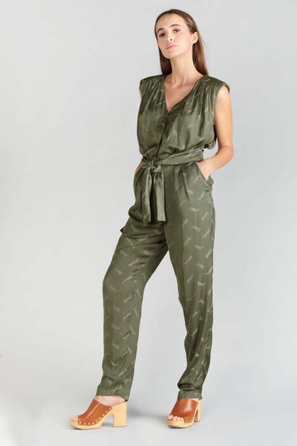 Khaki jacquard Arte jumpsuit