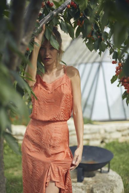 Orange coral jacquard Ayek camisole