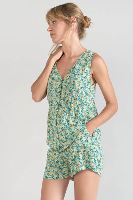 Green and blue floral Craig top