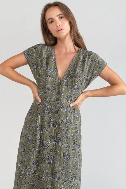 Khaki floral Croft maxi dress