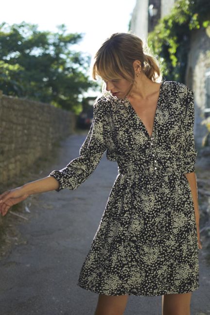 Black and white floral Edwina dress