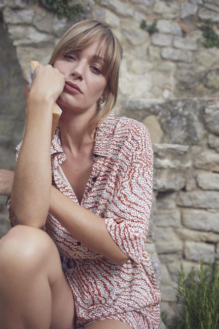 Orange and black print Freila blouse