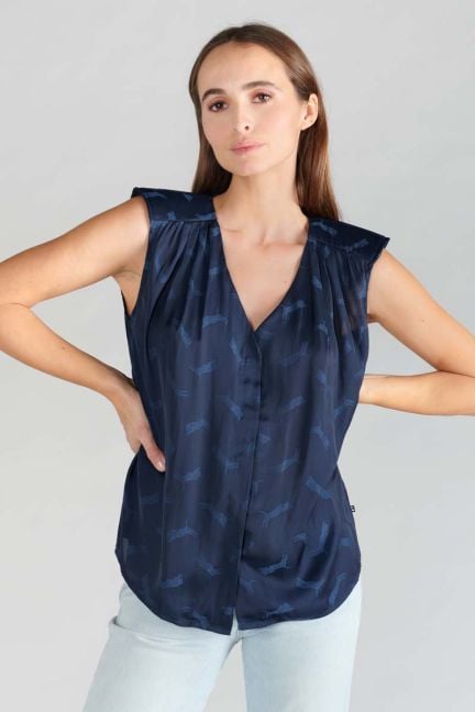 Navy blue jacquard Missou top