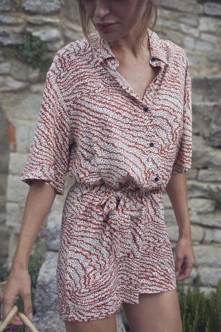 Orange and black print Zely playsuit