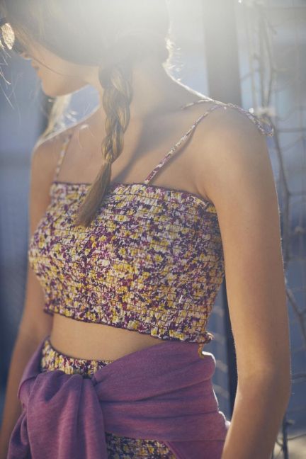 Pink and yellow floral Janisgi crop top